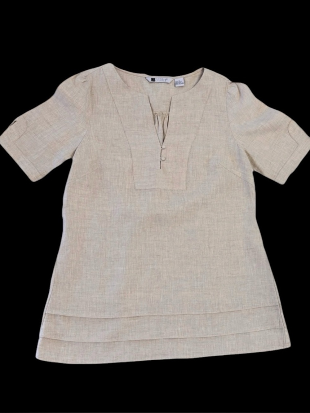 Vintage 90’s Carole Little Beige  Linen Tunic Top Medium EUC